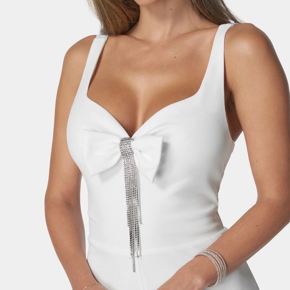Bebe White Jumpsuit with‎ Elegant Details